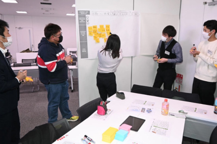 神戸学院大学 神戸市のランニング・ウォーキングコース活用のためのデザインシンキングに企業等と参加。意見を出し合い企画案をまとめた