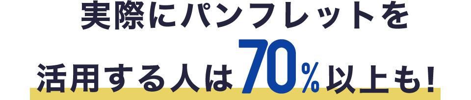 実際にパンフレットを活用する人は70%以上も！