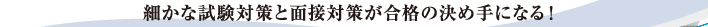 細かな試験対策と面接対策が合格の決め手になる！