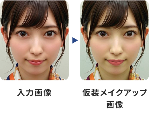 入力画像と仮装メイクアップ画像のビフォーアフター