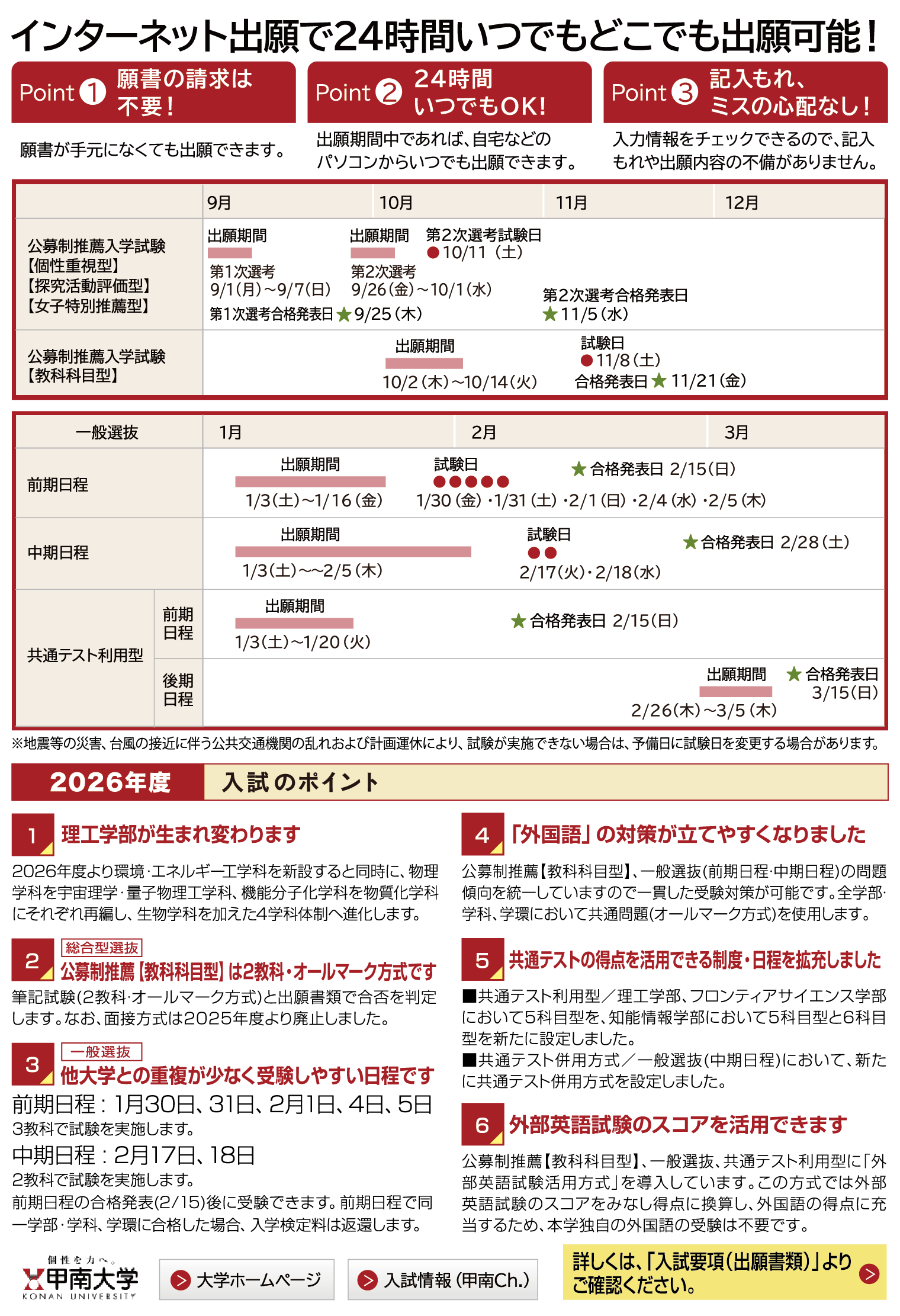 甲南大学／【インターネット出願】24時間いつでも出願可能！