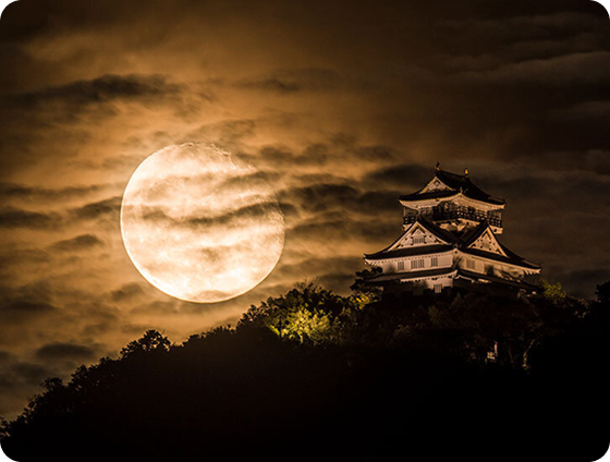 岐阜城と満月