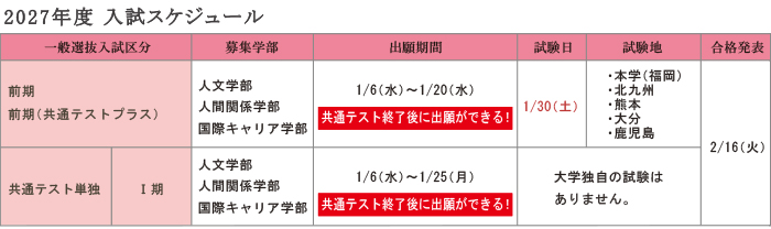 2027年度 入試スケジュール