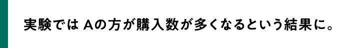 実験では Aの方が購入数が多くなるという結果に。