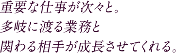 重要な仕事が次々と。多岐に渡る業務と関わる相手が成長させてくれる。
