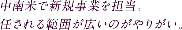 中南米で新規事業を担当。任される範囲が広いのがやりがい。