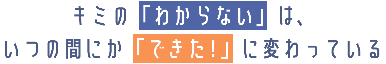 キミの「わからない」は、いつの間にか「できた！」に変わっている