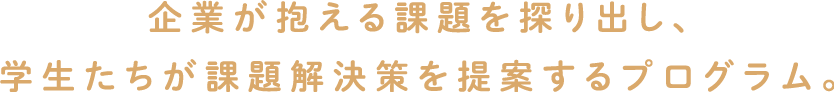 企業が抱える課題を探り出し、学生たちが課題解決策を提案するプログラム。