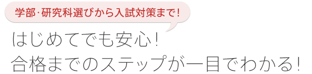 学部・研究科選びから入試対策まで！ はじめてでも安心！ 合格までのステップが一目でわかる！